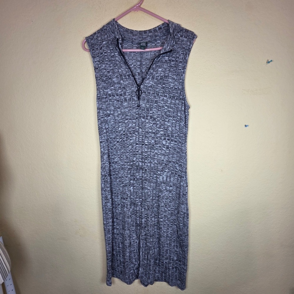 Wild Fable Womens Grey Mininmiist Ribbed Quarter Zip Sleeveless Maxi Dress Large